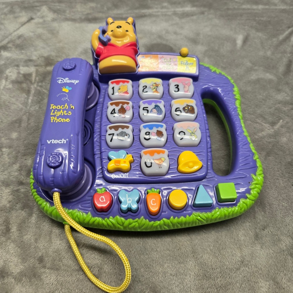 Vtech Disney Winnie the Pooh Teach n Lights Phone Toddler Learning Toy Purple